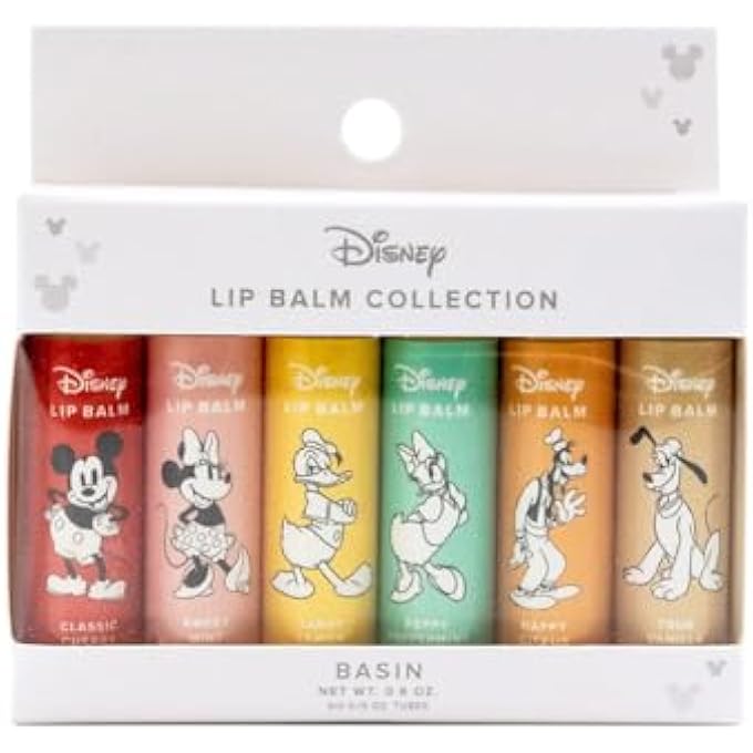 BASIN DISNEY MICKEY MOUSE & FRIENDS LIP BALM COLLECTION | 6 PACK CLASSIC FLAVORS (CHERRY, MINT, LEMON, PEPPERMINT, CITRUS, VANILLA) | ORGANIC CLEAN BEAUTY, OFFICIAL DISNEY, MADE IN USA - Image 1